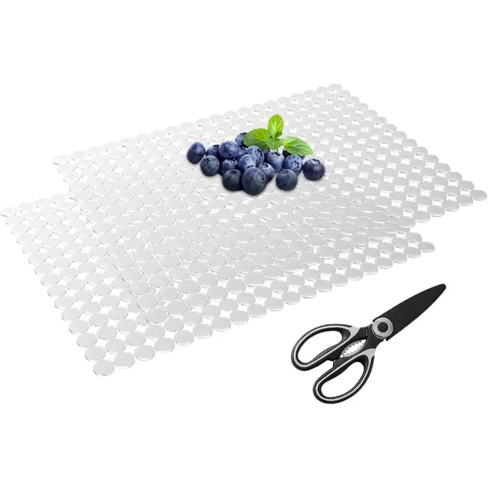 Set di 2 Tappetini in Silicone Trasparente per Lavello con Fori di Drenaggio, Facili da Pulire, Tagliabili, 15,7x11,8 Pollici
