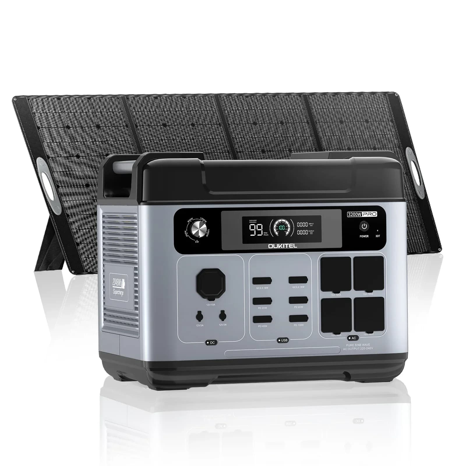 OUKITEL Nuova Stazione di Alimentazione Portatile P2001 PRO 3200W, Batteria LiFePO4 2048Wh, Generatore Solare