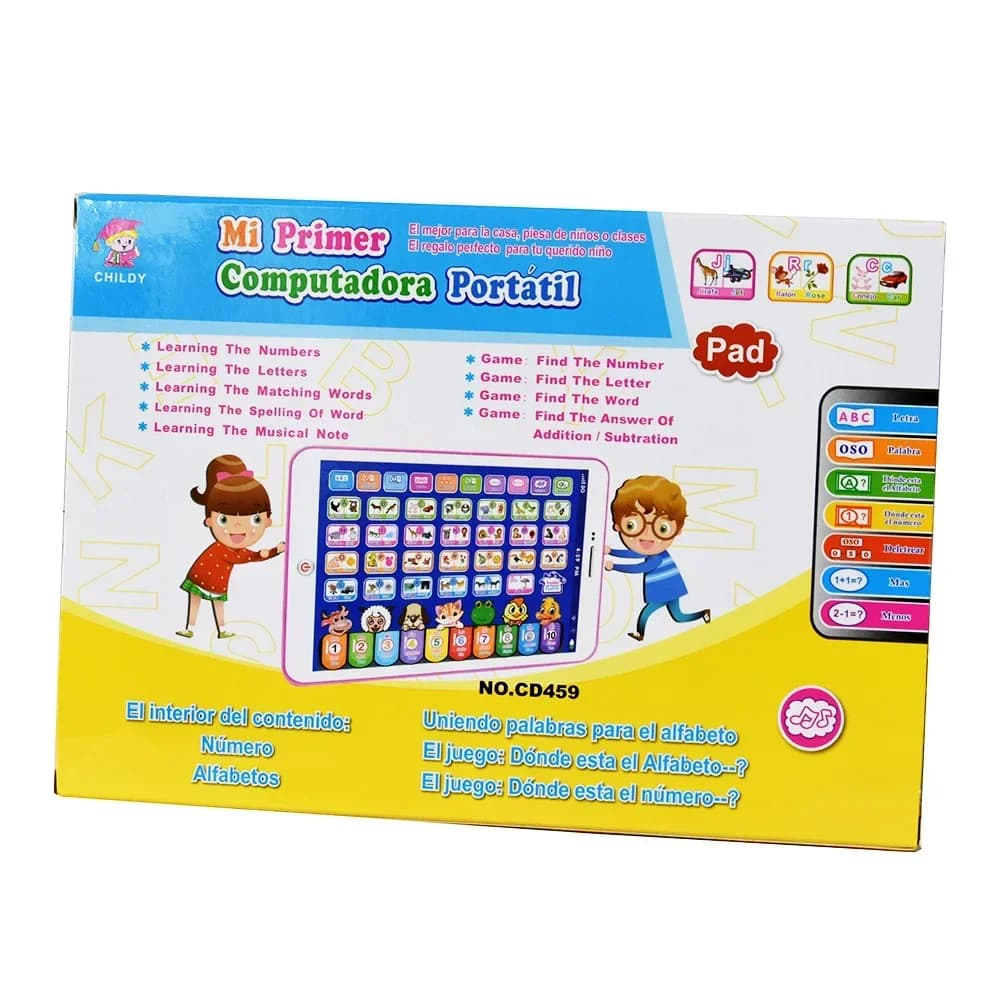 Alfabeto spagnolo Tableta per bambini Punto Lettura Touch Enable Laptop Compluter Giocattoli educativi Gioca ai dettagli Mobel per i regali dei bambini
