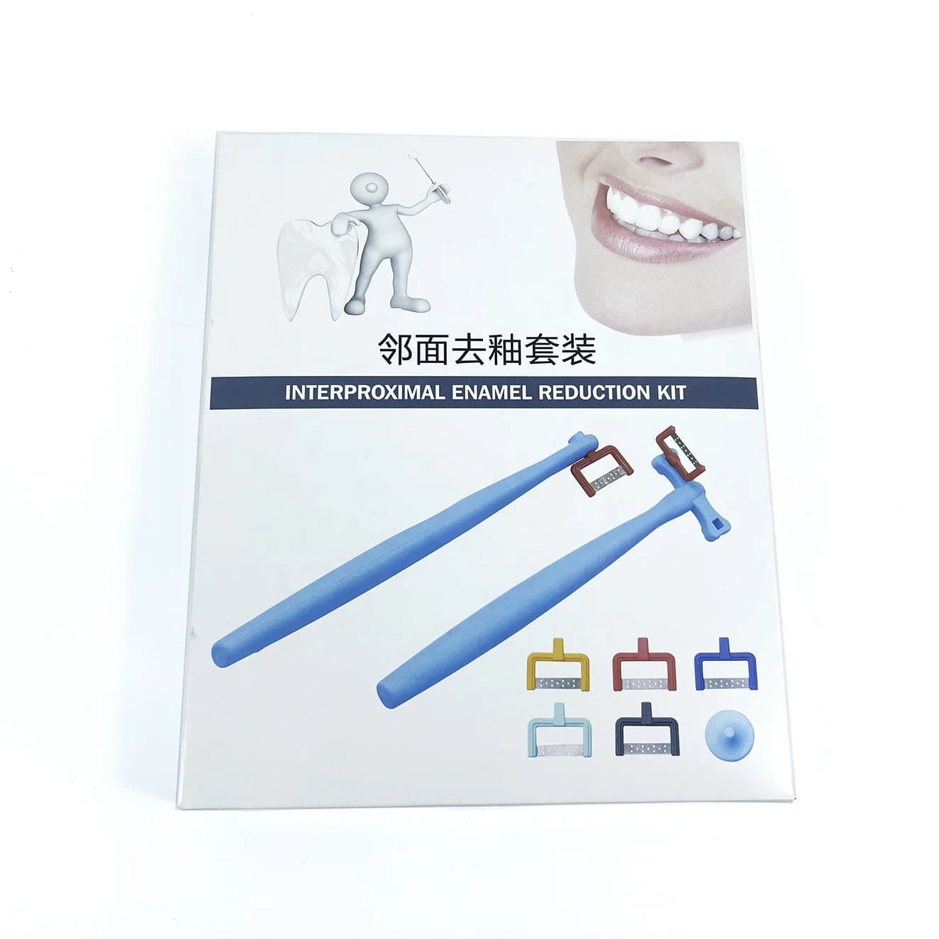 Interproximal enamel reduction kit for teeth whitening and polishing