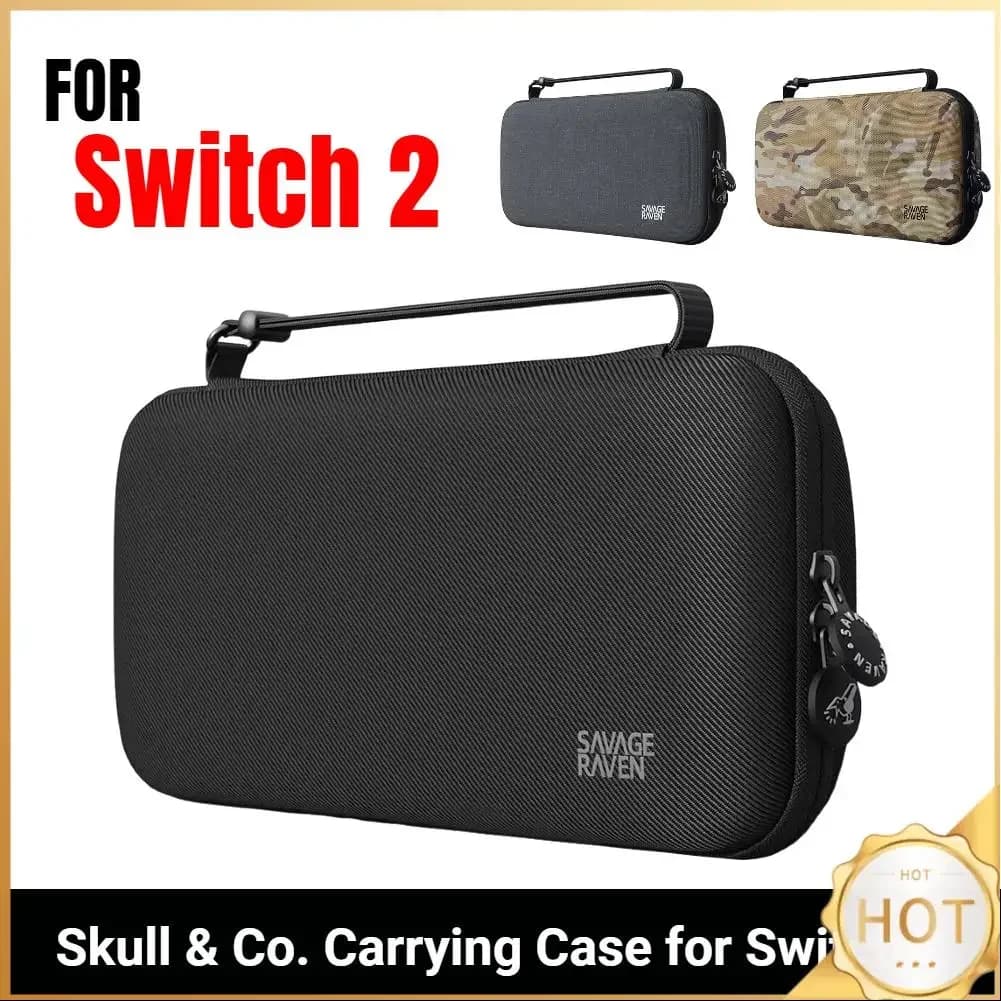 Savage Raven EVA Borsa portaoggetti portatile per NS2 con custodia portatile in rete con 8 slot per schede Borsa portaoggetti rigida per Switch 2