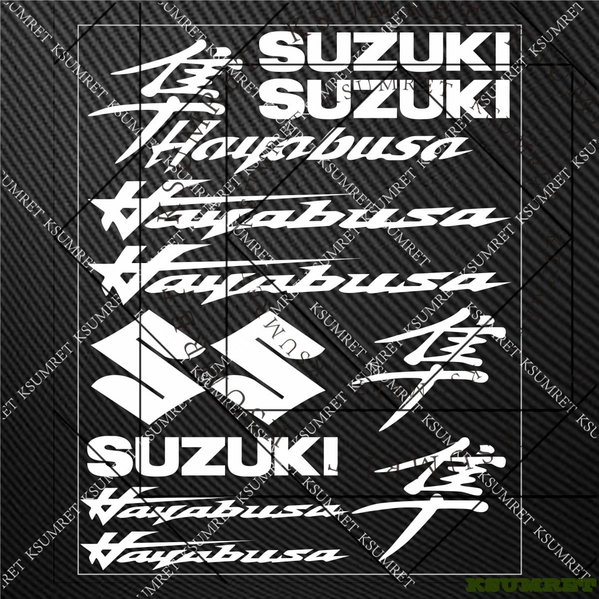 Motorcycle Stickers kit for Suzuki Hayabusa: Decalcomanie Logo Tank and Helmet