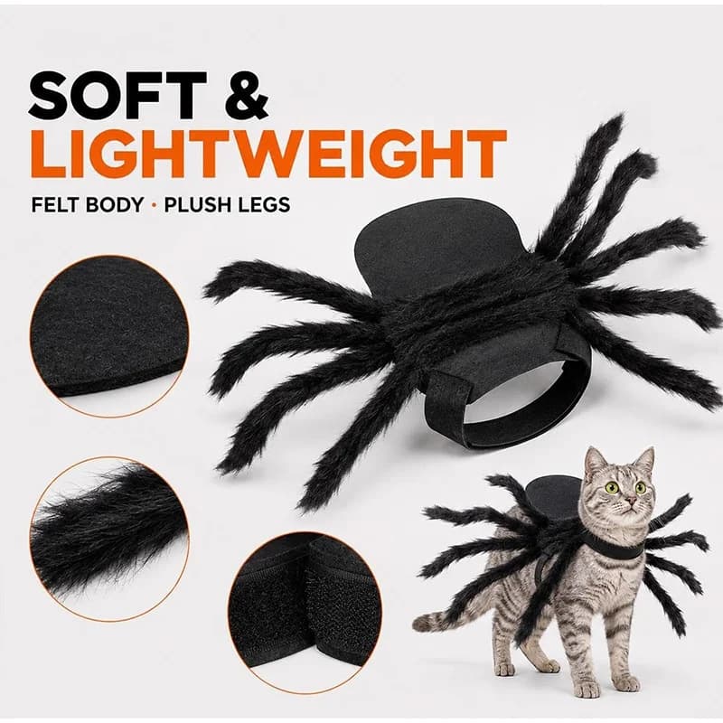 Halloween Christmas Pet Spider Costume Soft Felt Harness For Small Medium Cats Dogs Cosplay Gathering Party Dress Up Accessories