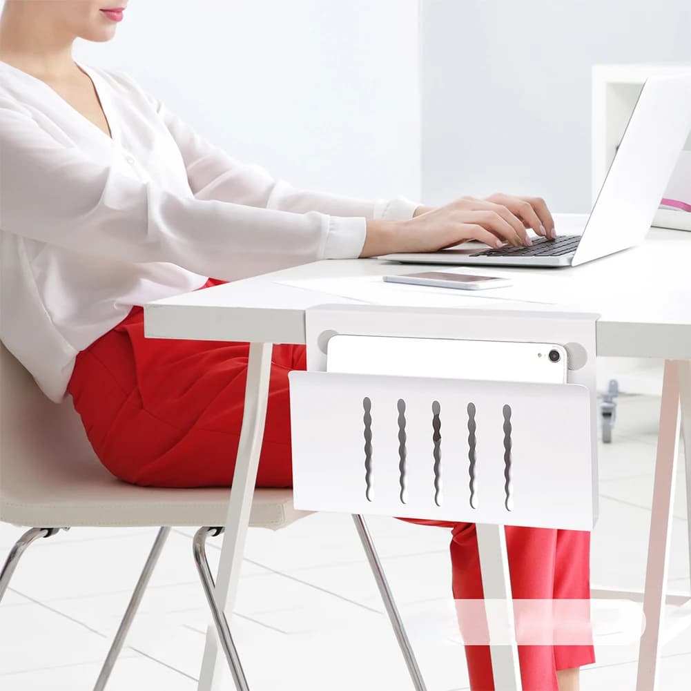 Organizzatore Laterale da Scrivania Senza Foratura, Supporto per Laptop Sotto la Scrivania, Mensola a Morsetto per Ufficio e Casa