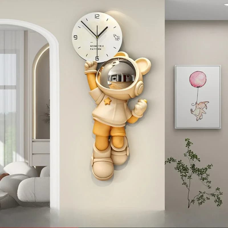 cartoon clock high-end sense wall hanging modern simple home non-punching clock wall clock living room decorative