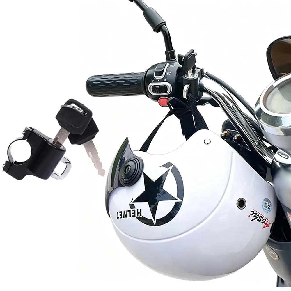 Accessori Universali per Moto, Lucchetto per Casco in Lega di Alluminio con 2 Chiavi per Manubri da 7/8'' 22mm, per Moto da Cross, Sportive e Stradali