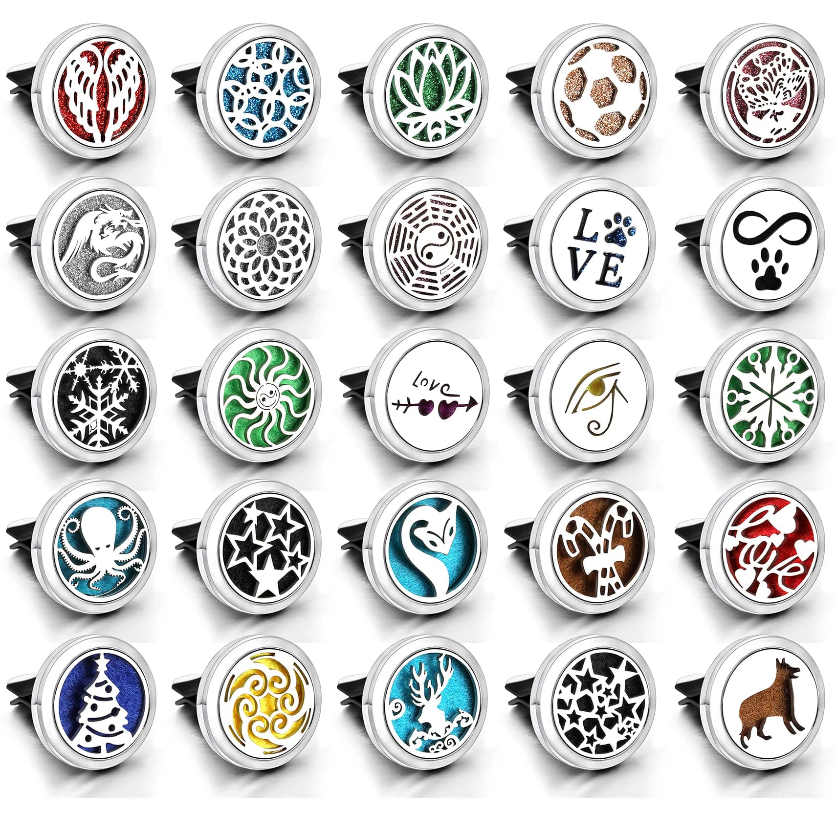 New Angel Wings Auto Aromatherapy Essential Oil Diffuser Clip Car Deodorant Pendant Stainless Steel Medaglioni Jewelry