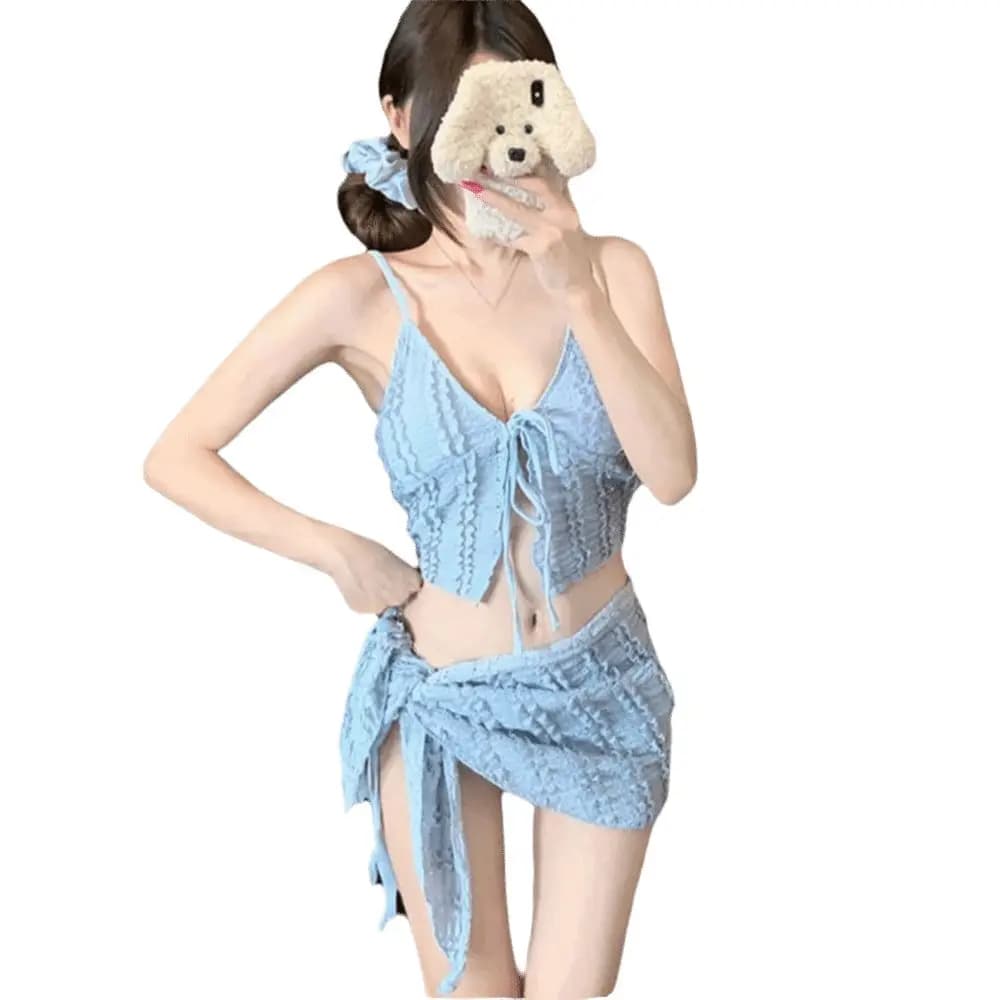 Set Bikini da Donna 3 Pezzi alla Moda e Sexy con Imbottitura, Traspirante e Comodo per Piscina