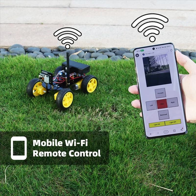 B63B-4WD Smart Robot Car ESP32 Kit di automazione Wifi per la programmazione Arduino Robot ESP con kit di codifica per l'apprendimento dell'antenna