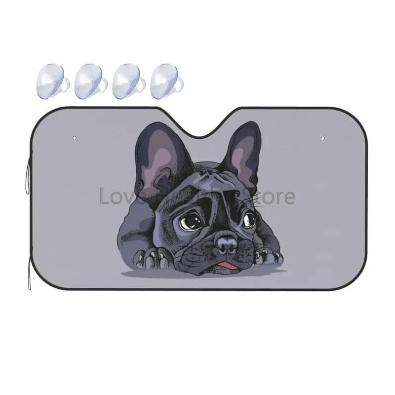 Simpatico Bulldog francese Art Parabrezza anteriore per auto Parasole per auto Blocchi per parasole per raggi UV Protezione per visiera parasole Mantieni il tuo veicolo fresco