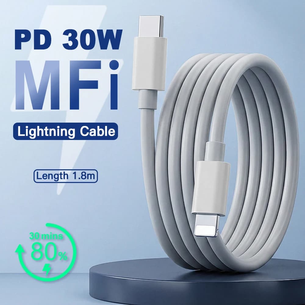 Per iPhone 14 13 Cavo Lightning PD 30W Cavo di ricarica veloce Certificato MFi da USB C a Lightning per Apple 12 11 Pro Max Cavo di ricarica