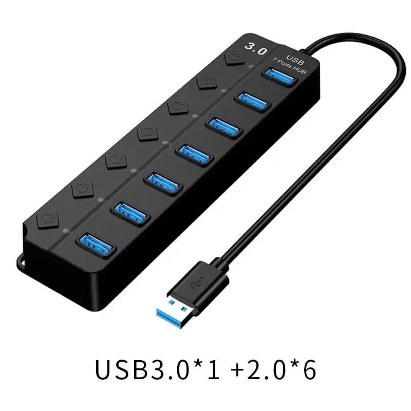 FC&EC USB 3.0 Adapter 4/7 Port Multi USB Splitter Hub USB Hub 2.0 USB Multiple Expander Switch Cable Hub Docking Station