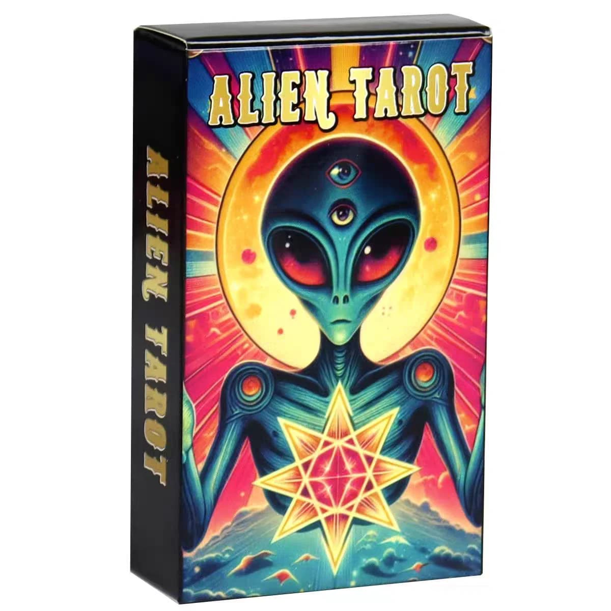 Mazzo di Tarocchi Alieni 78 Carte, Carte dei Tarocchi a Tema Spaziale Psichedelico, Previsione del Futuro, Regalo da Collezione per Appassionati di UFO e Alieni