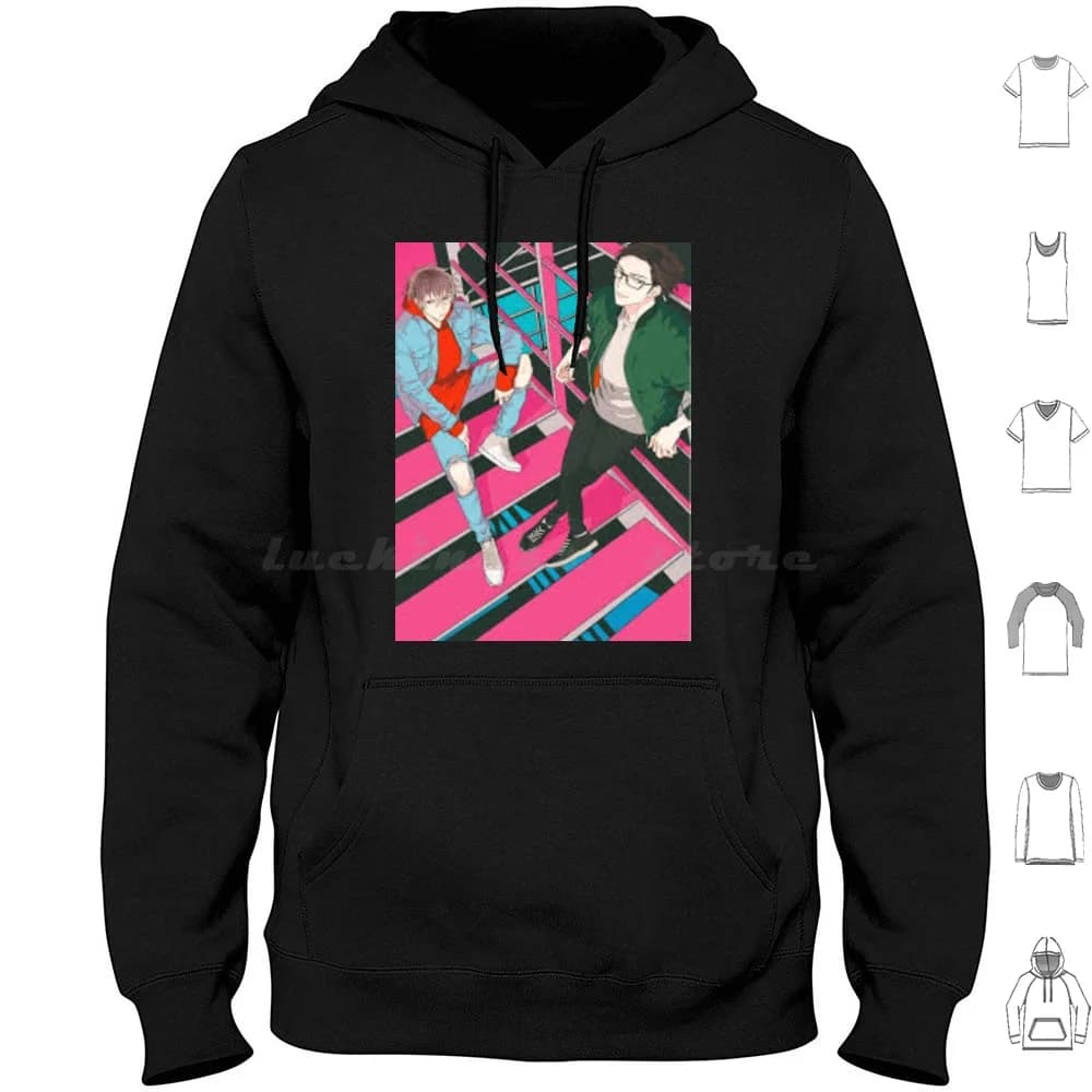 Felpe con cappuccio Pop Caste Heaven manica lunga Yaoi Caste Heaven Cultura pop Pop Shounen Ai Bisex Rosa Punk Coppia di colori forti