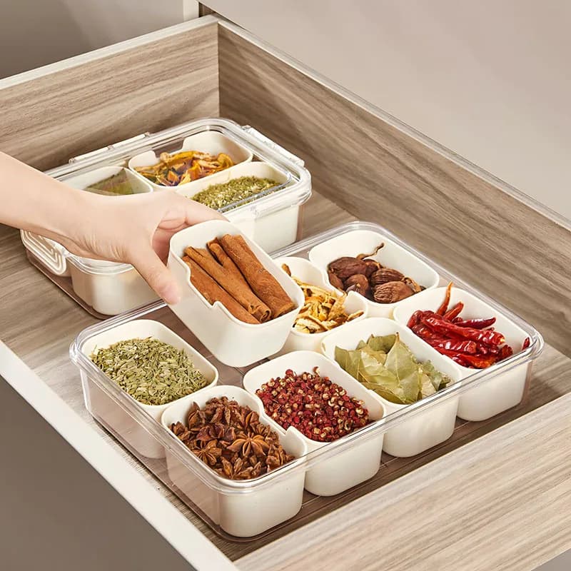 Separate food trays with LIDS, food storage containers, snack boxes, 8-compartment snack containers, fruit storage containers