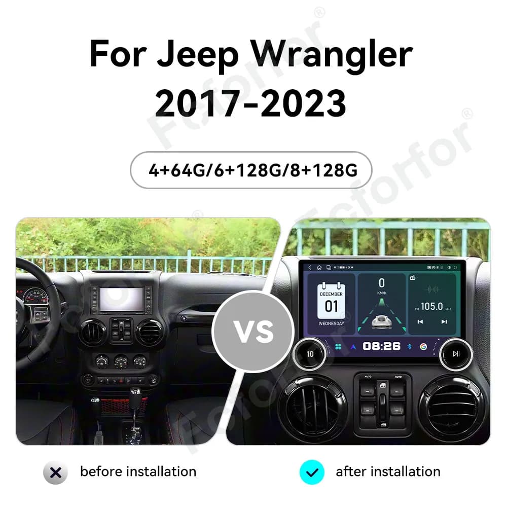 Pro Version Ultra Clear HD Display Android 15 11.5 Inch Wireless CarPlay GPS Navi Stereo Head Unit For Jeep Wrangler 2017-2023