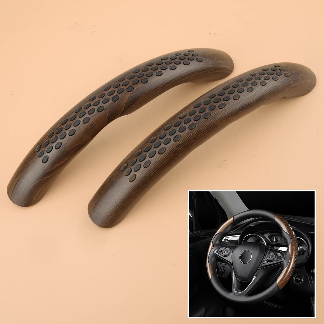 1 paio 38cm 15 "trama venatura del legno universale auto volante anteriore Booster copertura Trim decorazione antiscivolo