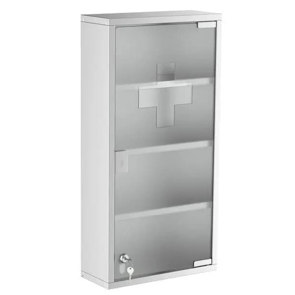 Armadietto dei medicinali con serratura HOMCOM 12'x24', 4 livelli, acciaio inossidabile, scatola da parete per bagno con ripiani