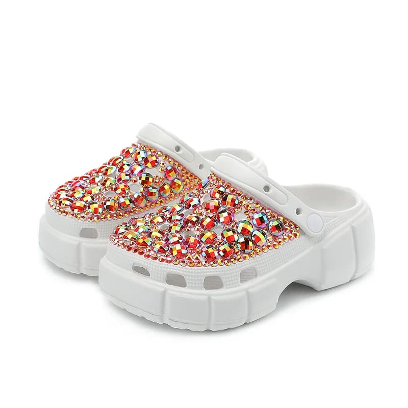 Spring and summer new rhinestone EVA lightweight thick-sole slippers flat-heeled high-heeled casual large-size women's sandals