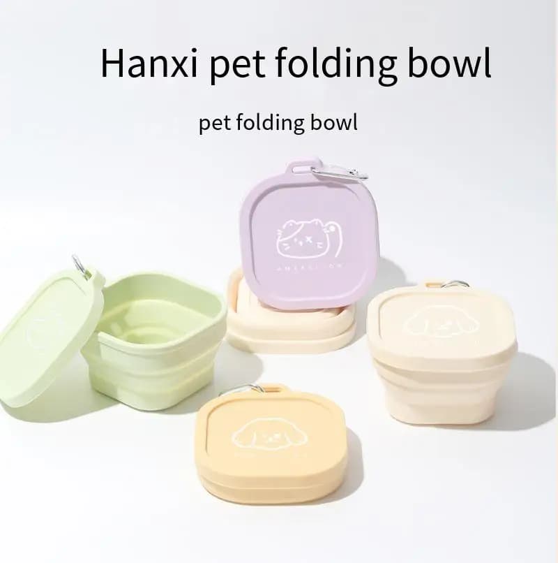 Ciotola portatile in silicone per animali domestici, pieghevole, da viaggio, per cani e gatti, per cibo/piatto per acqua, mangiatoia pieghevole anti-fuoriuscita per campeggio all'aperto