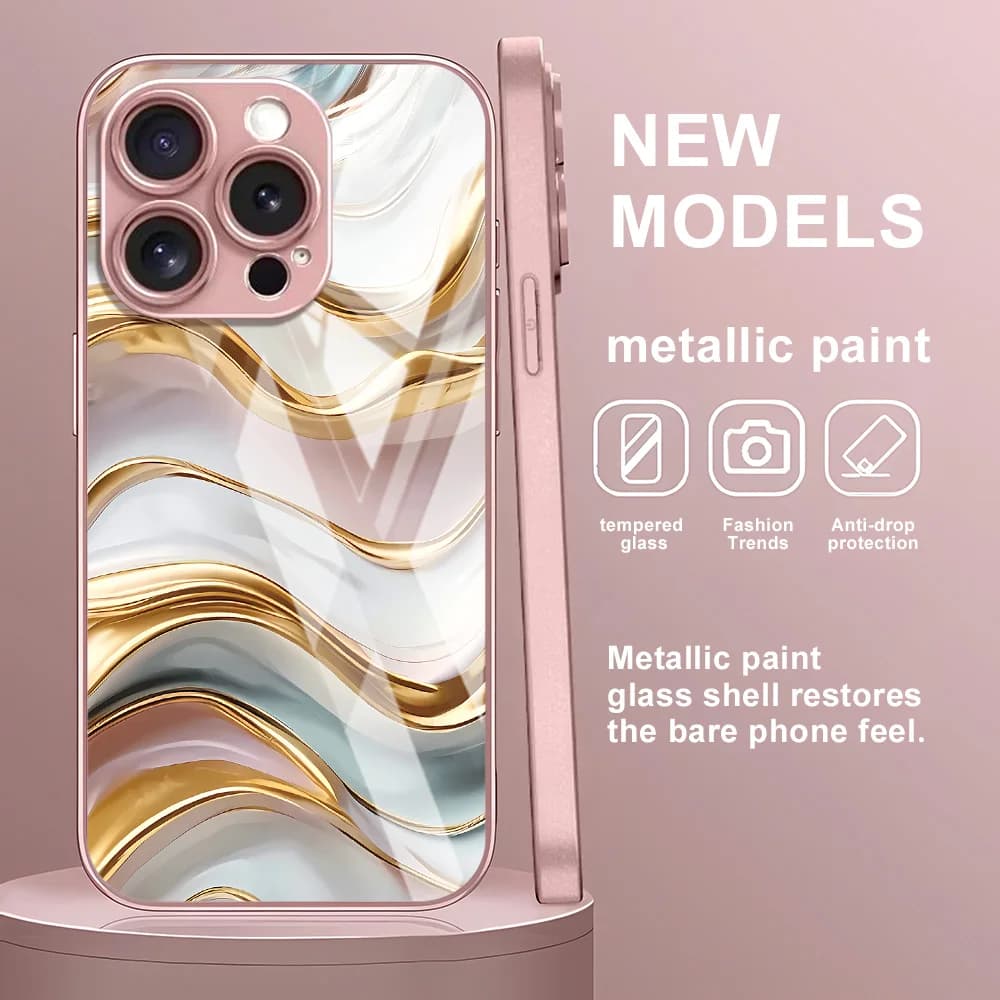 Custodia in vetro con motivo a onde per Samsung A55 5G A56 A17 A16 A26 A36 A33 A34 A35 A54 A53 A25 A13 A15 S24 Ultra S25 S23 S22 Plus Coperture