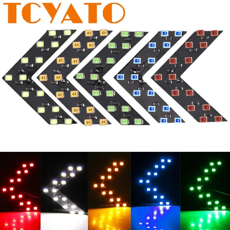 TCYATO 10PCS Segnale di svolta nascosto a LED per auto a 14 luci, luce freccia specchietto retrovisore, luce freno e luce di retromarcia