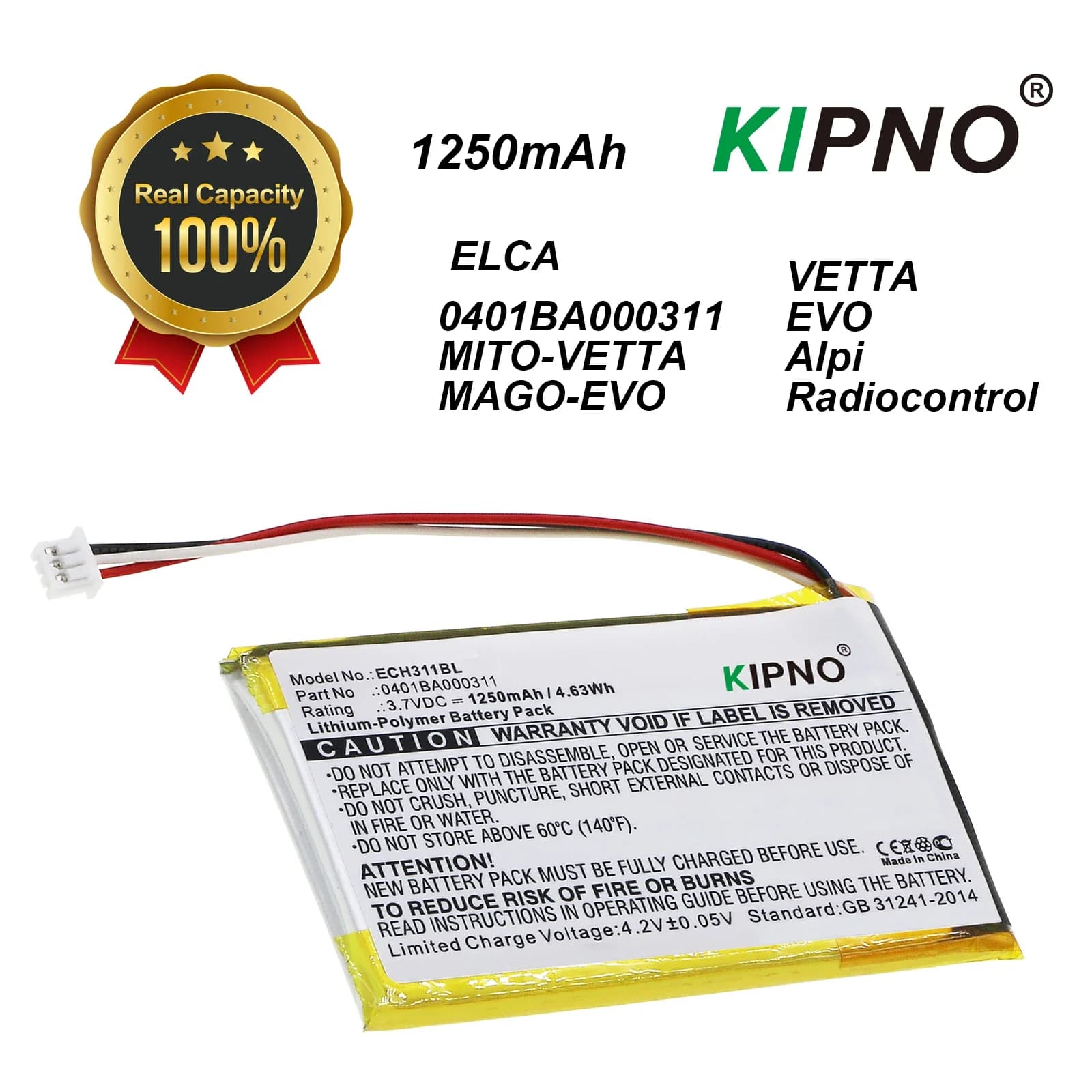 KIPNO 1250mAh Battery 0401BA000311 Compatible with ELCA EVO Mago-EVO Mito-Vetta Vetta - Replacement Laptop Battery