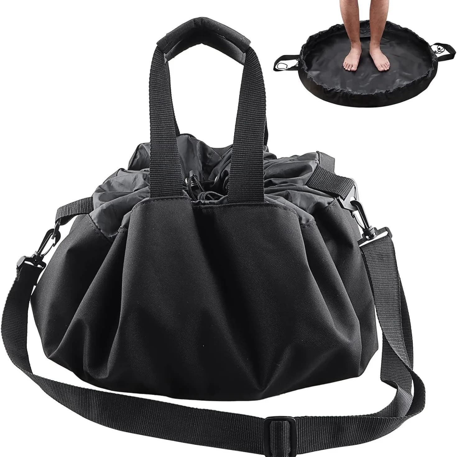 Borsa porta costume da bagno 600D, borsa portaoggetti durevole per spiaggia, borsa per cambio rapido, borsa per lavaggio piedi, borsa portaoggetti per muta da surf