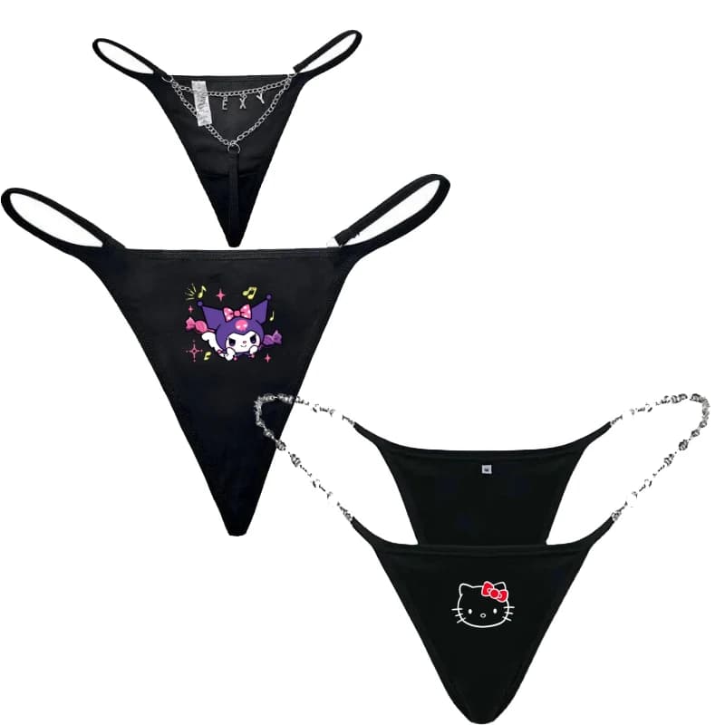 Sanrio Hello Kitty Sexy Panties Thong Underwear Anime Kawaii Kuromi Letter Ladies Women Chain Briefs Girls Panties Gifts