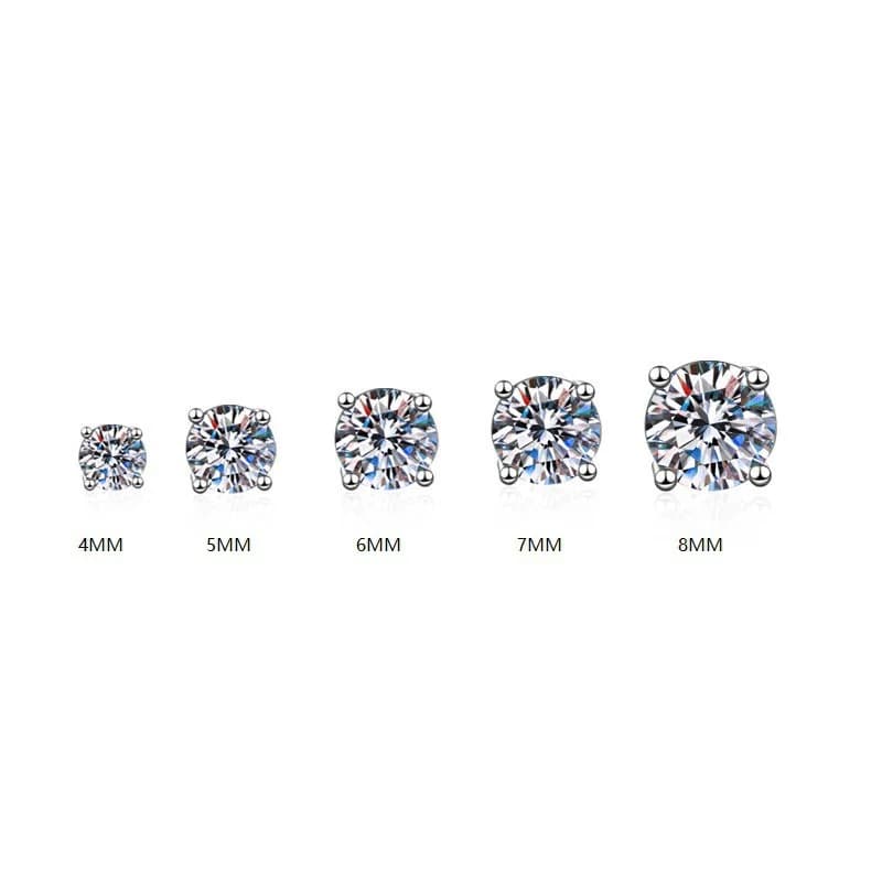 Orecchino Moissanite 4/5/6/7/8MM Argento sterling 925 placcato con orecchini in oro bianco 18 carati per gioielli da donna