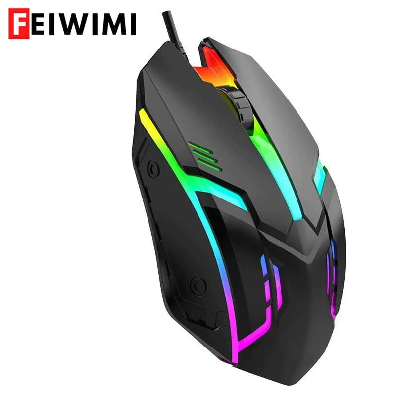 Mouse da gioco cablato USB Mouse retroilluminato luminoso a LED Mouse ottico ergonomico regolabile 3D per PC Gamer Computer desktop