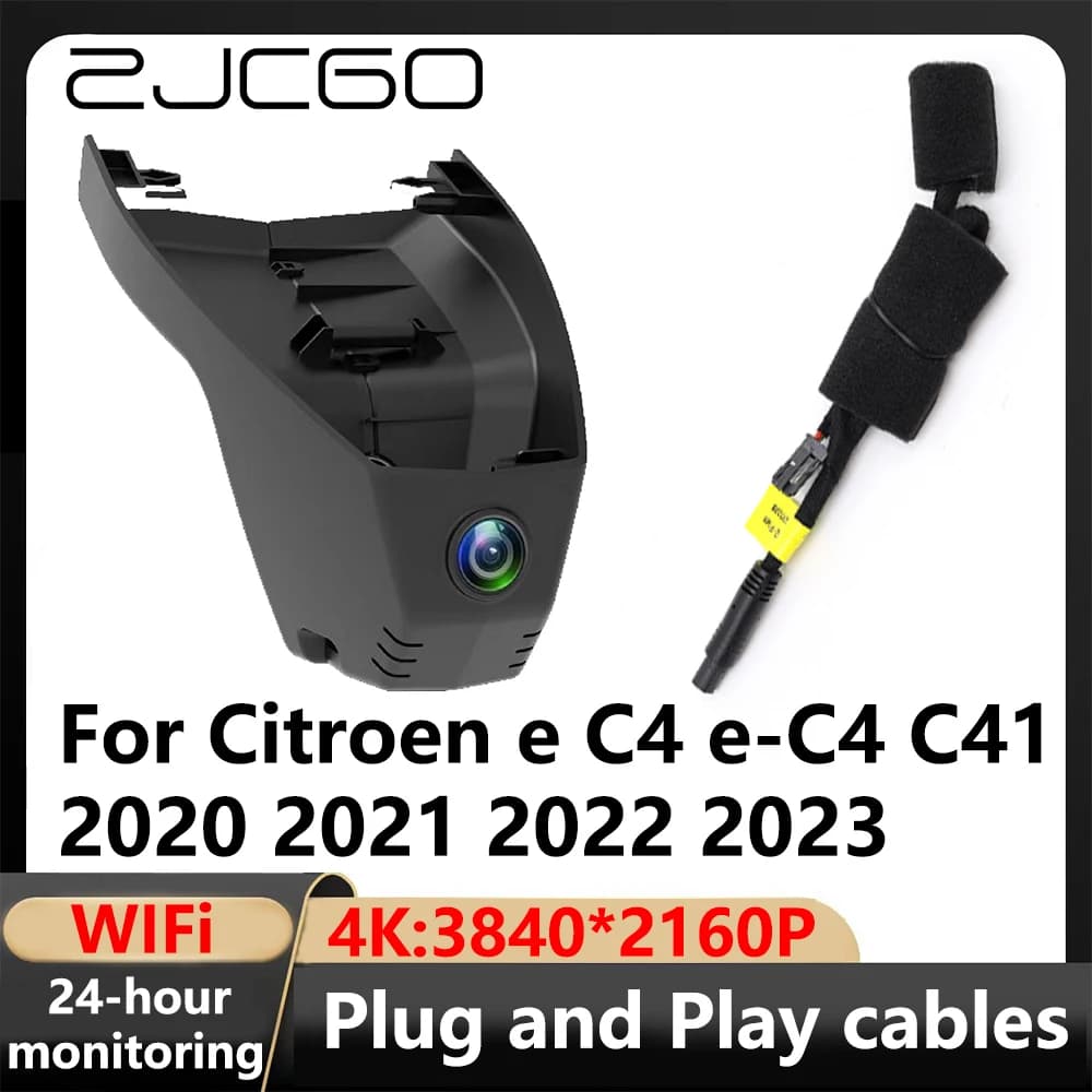 ZJCGO 4K Wifi 3840*2160 DVR Dash Cam Video for Citroen and C4 e-C4 C41 2020 2021 2022 2023