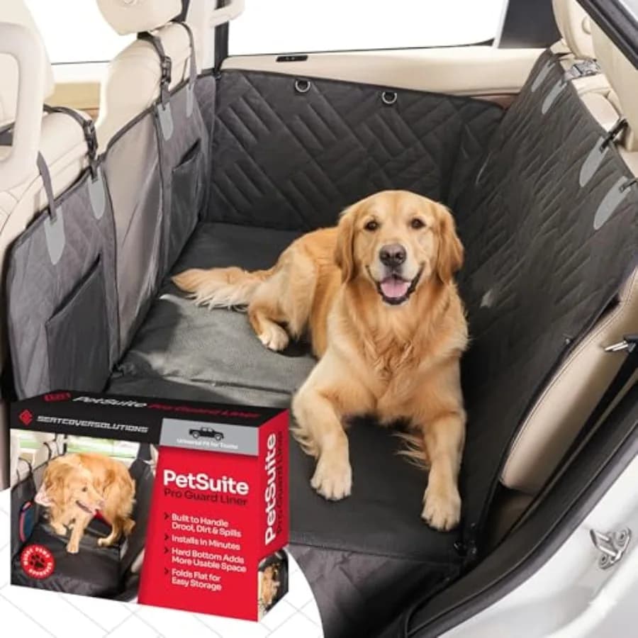 Coprisedile per Auto per Cani con Fondo Rigido per Sedile Posteriore - PetSuite by Seat Cover Solutions - Coprisedile per Cani Resistente fino a 136 kg con 40% di Sconto
