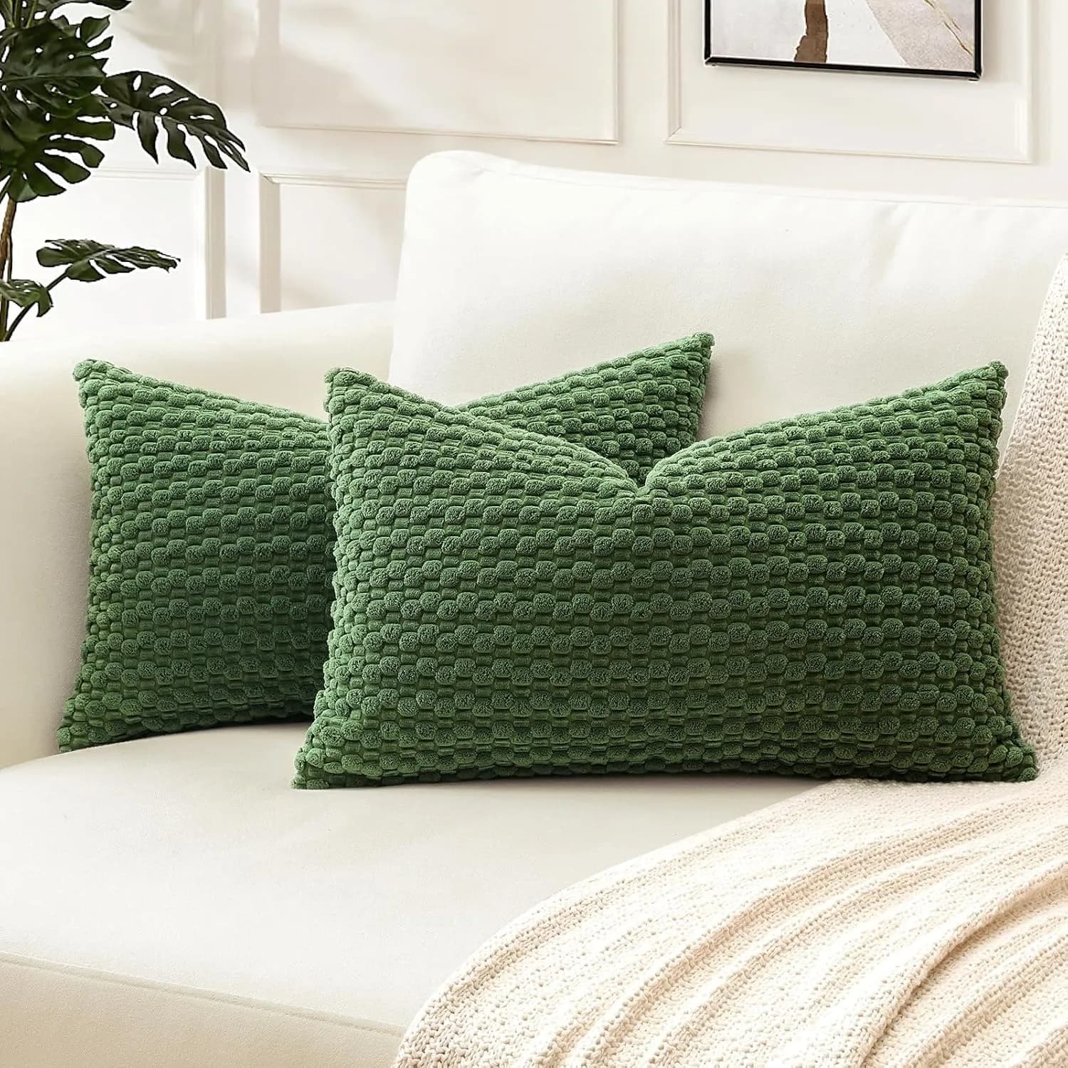30x50CM Rectangular pillow lining in solid color Velvet pillow for living sofa Dark green