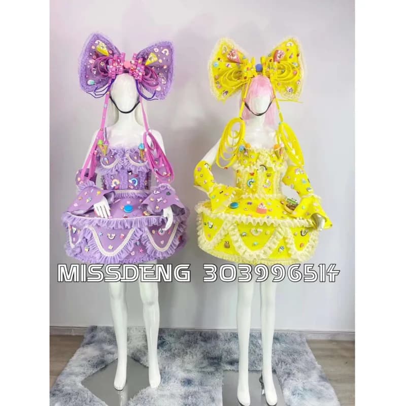 Costume da parata carino color caramelloBar DS Costume cosplay da discoteca Donna Gogo Party Candy Party Cake Dress