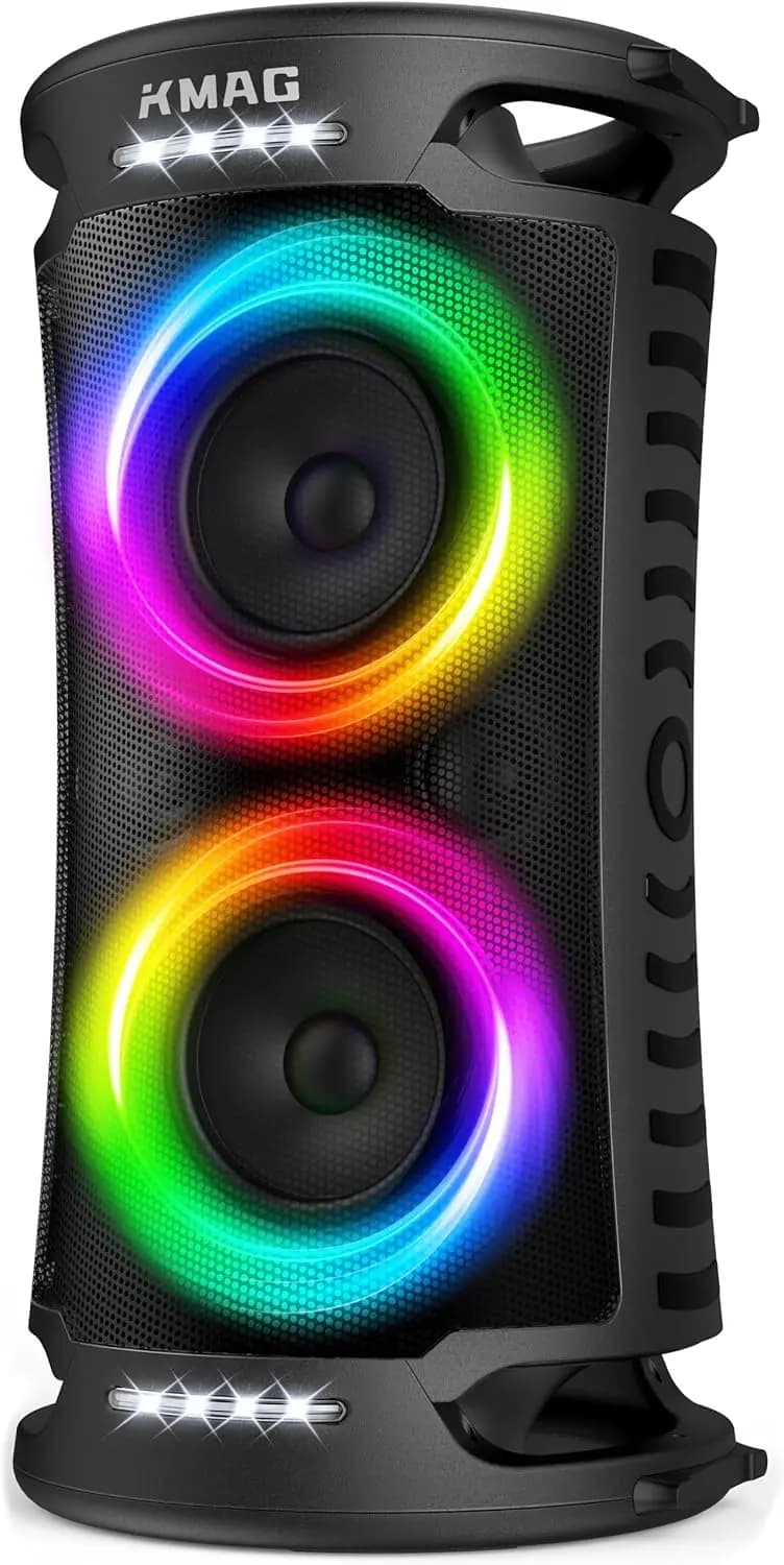 Altoparlante Bluetooth da 260W per Feste con Bassi Profondi, 15 Ore di Riproduzione, Luci RGB, TWS, Portatile per Esterni e Casa
