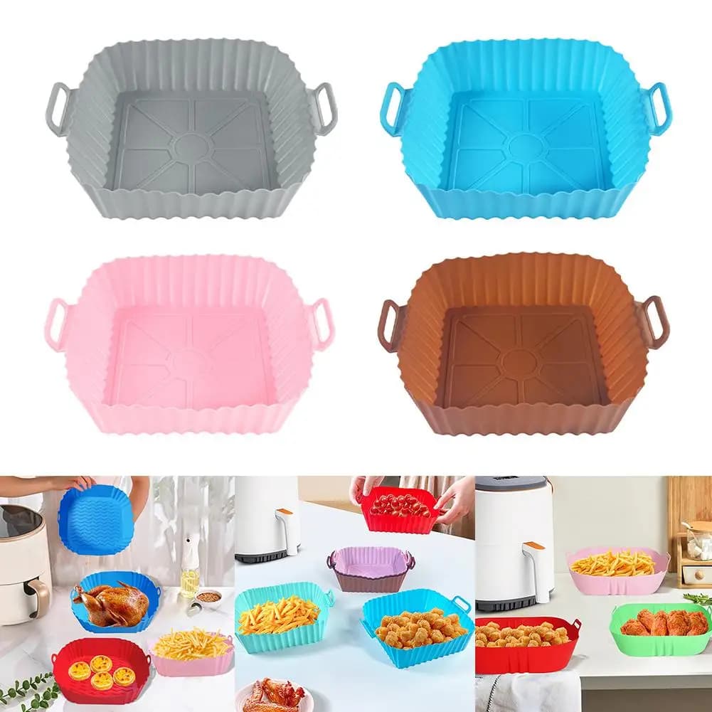 Air Fryer Silicone Liners Pot,Airfryer Basket Cooking Gadgets ,Reusable Baking Tray Non-stick Pizza Pan Oven Kitchen Accessories