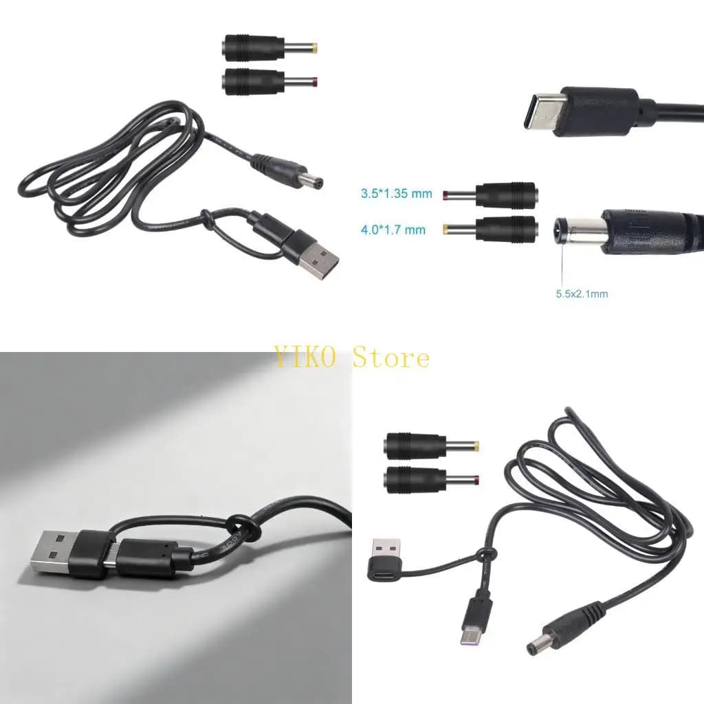 Cavo alimentazione USB K32C da tipo C a 5,5x2,1 mm 12 V con adattatori da 3,5 35 mm e 4,0 7 mm