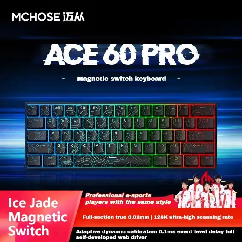 MCHOSE ACE60 Pro Tastiera meccanica Interruttore magnetico Hot Swap RGB E-sport FPS Tastiera da gioco personalizzata Pc Gamer Ritardo Fury