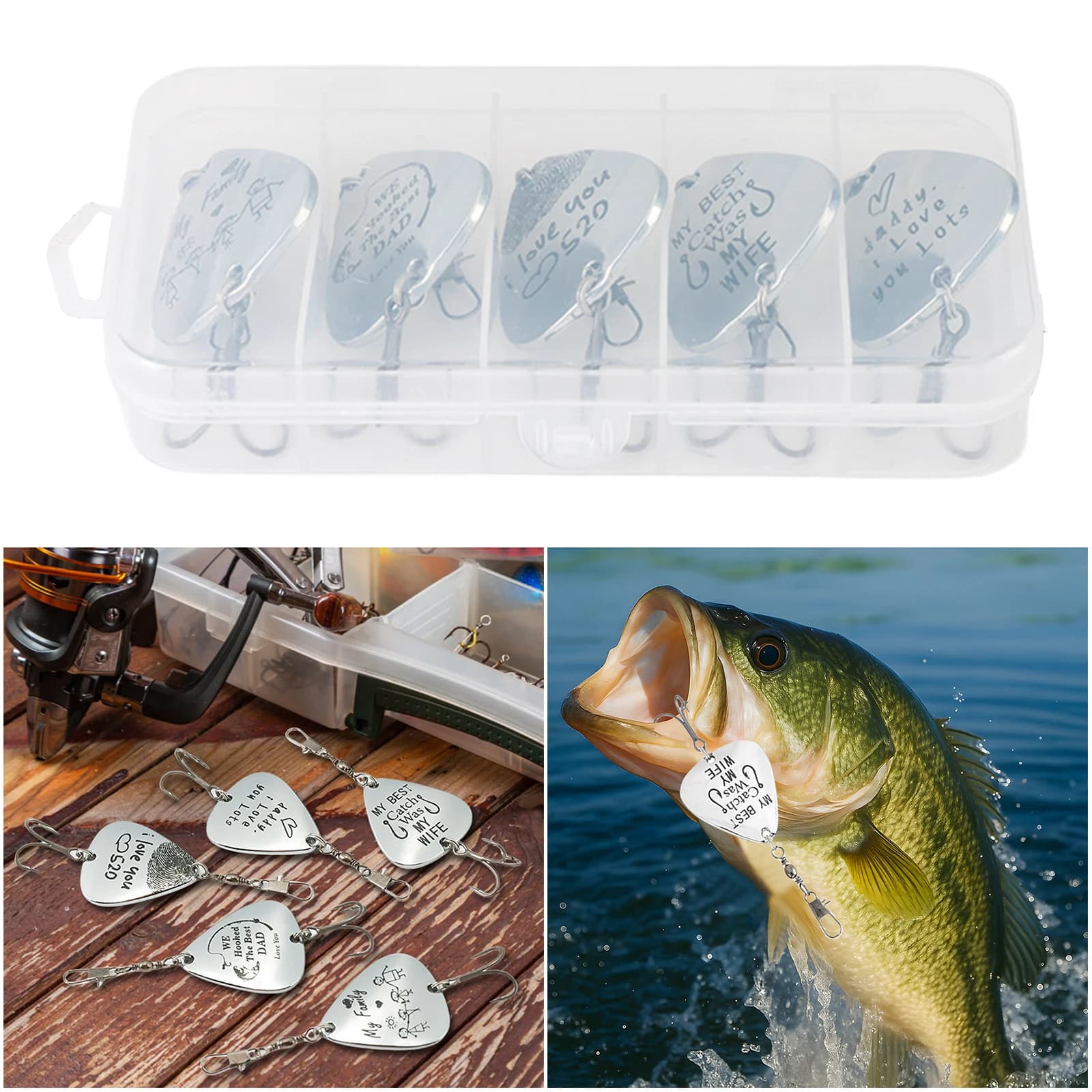 5pcs Metal Spoon Spinner Fishing Lure with Tackle Box Fishing Wobblers Hard Bait Fishing Gifts for Dad