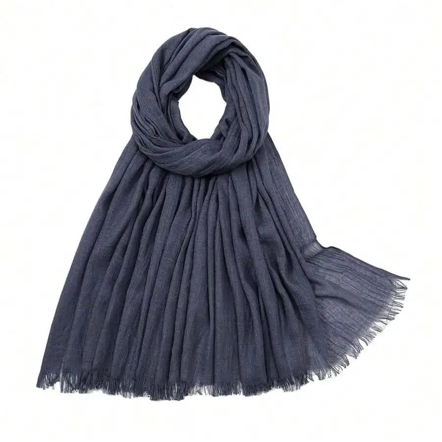 Yeieeo Linen Scarf For Women Lightweight Fall Winter Fashion Fringed Scarves Wraps Shawl,White