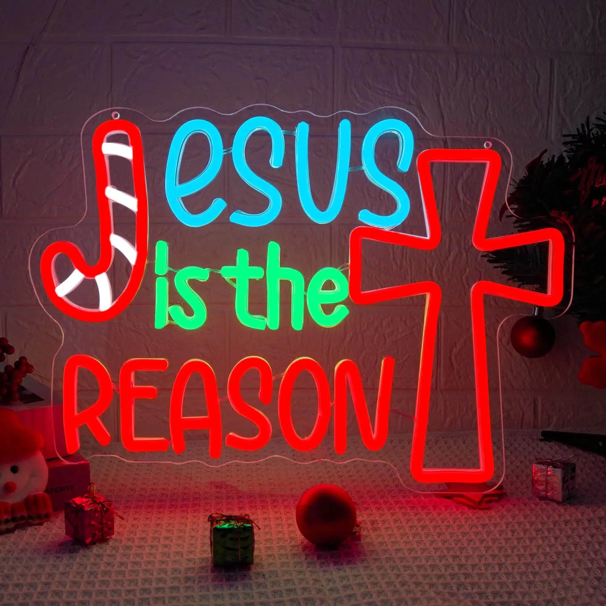 Gesù è la razione Insegna al neon Insegna luminosa colorata dimmerabile Decorazioni natalizie per regali natalizi per feste natalizie in chiesa