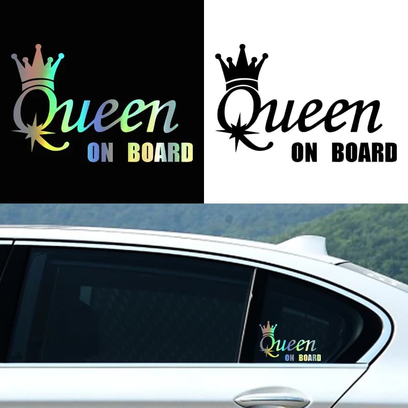 G174 20x13 cm Adesivi per auto Decalcomania in vinile QUEEN ON BOARD Accessori decorativi per moto Creativo impermeabile