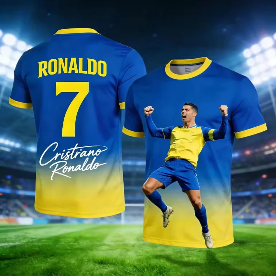 Ronaldo 7 Football Jersey 3D Print Sport Quick-dry Breathable Men T-Shirt Team Training Uniform Club Parent-child Short Sleeve