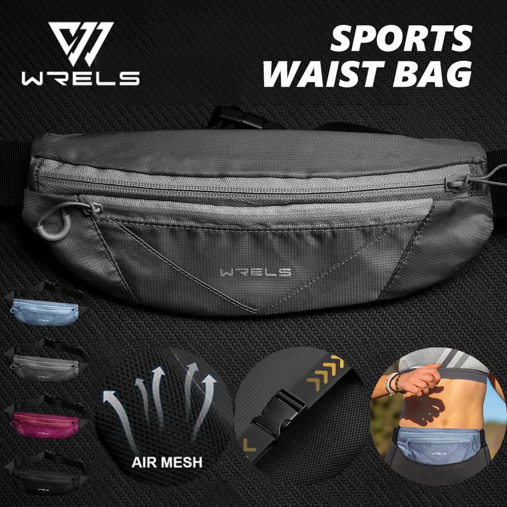 WRELS Outdoor Running Waist Bag Men Women Invisible Elastic Running Belt Hydration Waist Belt Bag Lightweight Sports Fanny Pack