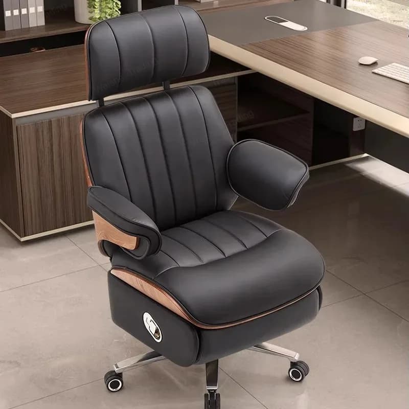 Ergonomic High Back Comfortable Office Furniture Waist Support Pu Leather Boss Swivel Executive Office Chair With Footrest