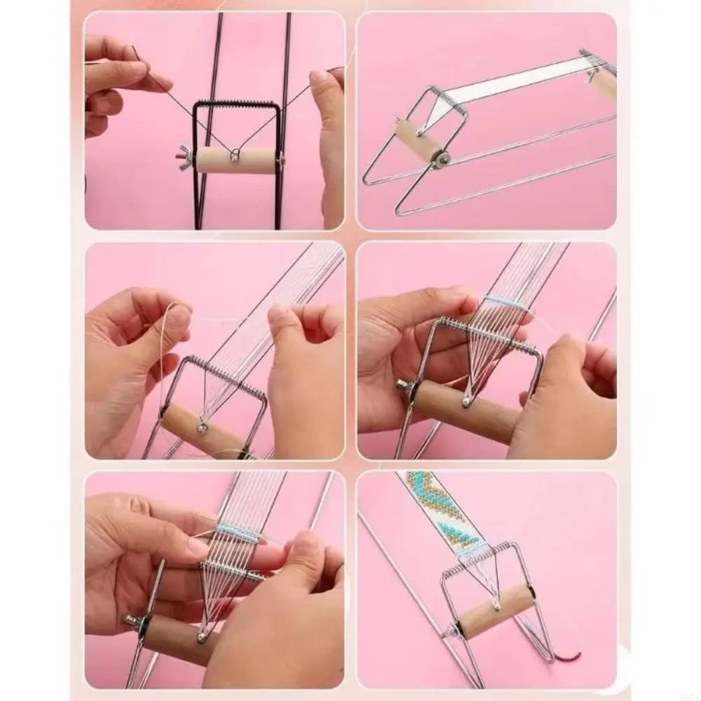 Wood Handle Bead Weaving Loom Sturdy Lightweight Weaving Beading Loom DIY Craft Handmade Beading Loom Machine Jewelry Making
