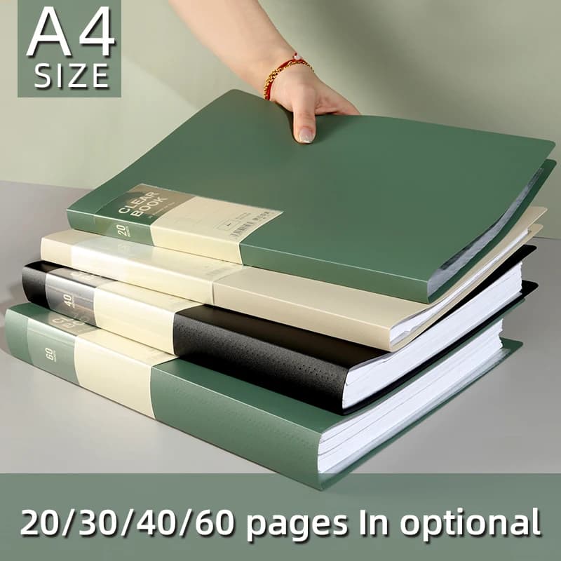 KOBEST Cartella ispessente trasparente laterale A4 multistrato - 20/30/40/60 pagine Materiale scolastico per ufficio Copertina di file di alta qualità