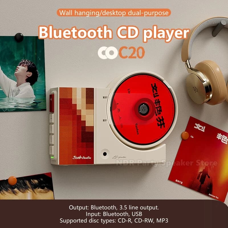 C20 Integrated CD Player Retro Wall-mounted CD Player Desktop Bluetooth Speakers Portable Enthusiast Album Player With Remote