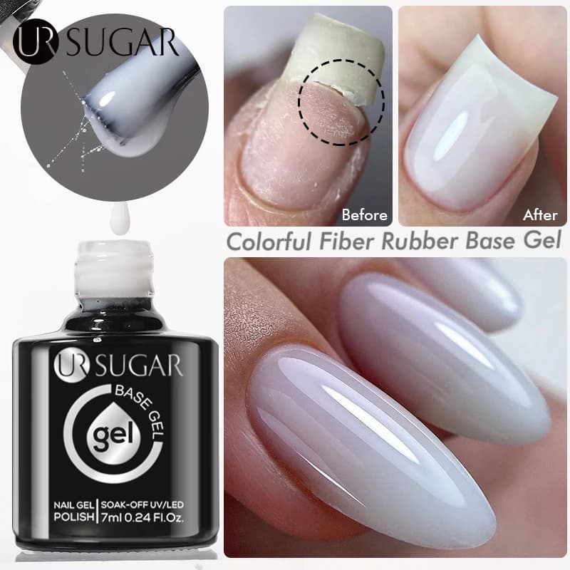 UR SUGAR 7ml Gel Base in Gomma in Fibra di Gelatina Lattea Trasparente Semi Permanente Nail Art Manicure Soak Off LED Gel UV Vernici per Unghie